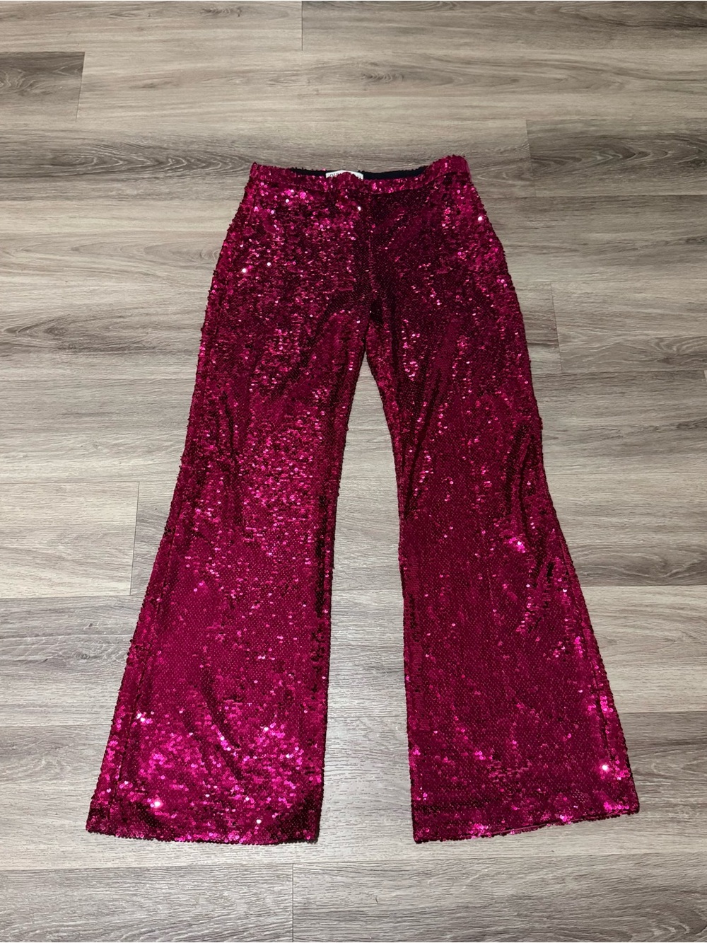 Zara Fuchsia Sequin Wide-Leg Pants